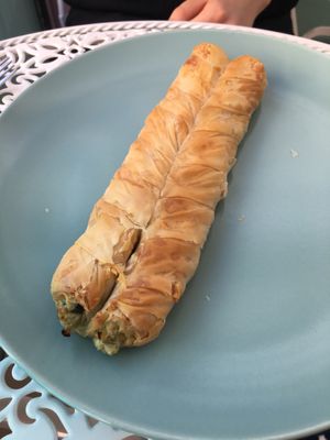 Pastry with leak  at Little Bear in Pireas