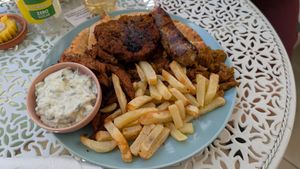 Grill mix plate at Little Bear in Pireas