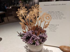 Edible biscuit flowers at Geranium in Copenhagen