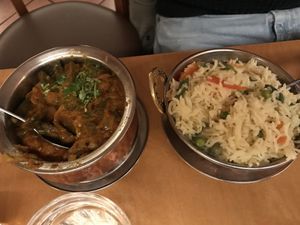 Bindi bhajee and pilau rice  at Sagar Vegan & Vegetarian Restaurant - Covent Garden in London