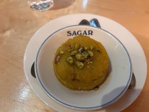 Semolina based cake with roasted cashews at Sagar Vegan & Vegetarian Restaurant - Covent Garden in London