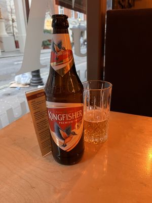 Kingfisher beer  at Sagar Vegan & Vegetarian Restaurant - Covent Garden in London