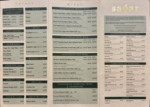 Menu, page 1 at Sagar Vegan & Vegetarian Restaurant - Covent Garden in London