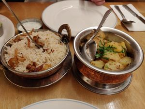 Zeera Aloo and garlic rice at Sagar Vegan & Vegetarian Restaurant - Covent Garden in London