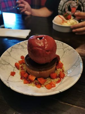 We went last night and i had the lasagne chip and side salad and this delish desert, havent been in awhile  it was abit pricey but the food was amazing at Ownies Bar and Bistro in Carrickfergus