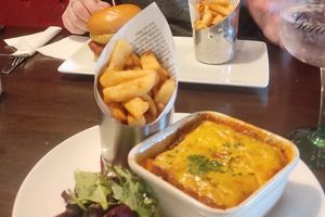 Vegan lasagne, chips, bean burger at Ownies Bar and Bistro in Carrickfergus