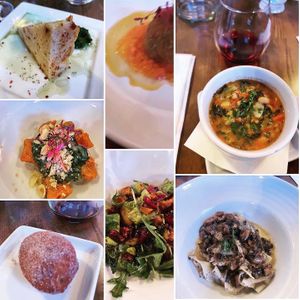 Supper Club for charity. Twice a year (January and… I think… July?) the supper club menu is vegan. $90 a ticket, 7 course dinner with wine pairings. Pic: Jan 2024 dinner.   at Pimiento Tea Room in Holly Springs
