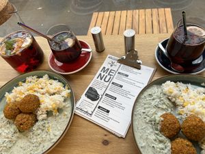 zucchini “meat”balls with tzaziki  at Mama Earth - Vegan Bistro in Gyor