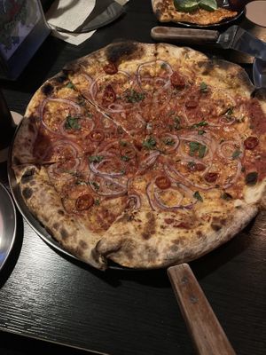   at Tom's Pizza in Seoul