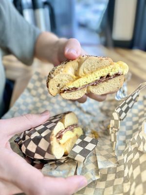 Bacon, egg breakfast sandwich   at Ben & Esther's Vegan Jewish Deli in Portland