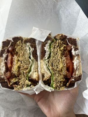 Turkey-bacon club  at Ben & Esther's Vegan Jewish Deli in Portland