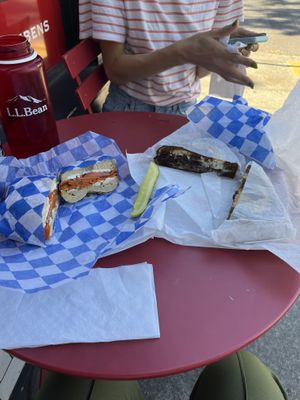 Bagel lox and cream cheese   at Ben & Esther's Vegan Jewish Deli in Portland