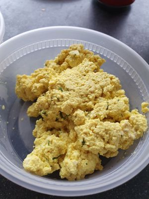 vegan egg salad  at Ben & Esther's Vegan Jewish Deli in Portland