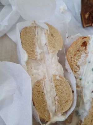 everything bagel at Ben & Esther's Vegan Jewish Deli in Portland