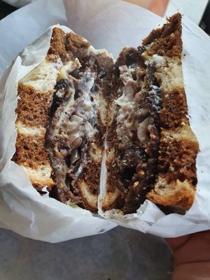 sandwich at Ben & Esther's Vegan Jewish Deli in Portland