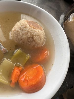 Matzah ball soup !! 😍  at Ben & Esther's Vegan Jewish Deli in Portland