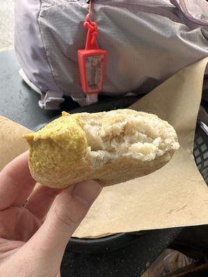 Knish insides   at Ben & Esther's Vegan Jewish Deli in Portland
