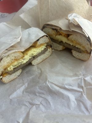 Sausage, egg, and cheese   at Ben & Esther's Vegan Jewish Deli in Portland
