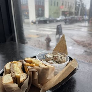 Cheese Egg and sausage   at Ben & Esther's Vegan Jewish Deli in Portland