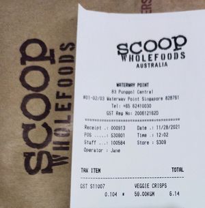 Bought one of my favorite snacks: veggie chips at Scoop Wholefoods - Waterway Point in Northeast Singapore