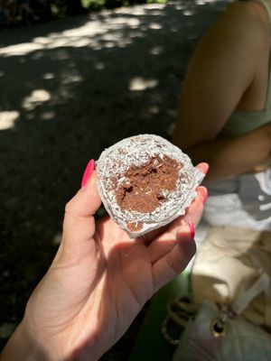Vegan chocolate coconut ball  at Zrno do Zrna in Ljubljana