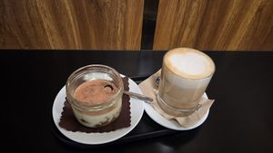 Tiramisu and iced cappuccino at Cortese Café 900 in Florence