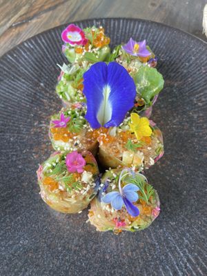 summer rolls (vegan caviar made from seaweed)  at Khao Kwan in Koh Chang