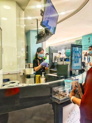 Cashier counter at Mr Coconut - Waterway Point in Northeast Singapore
