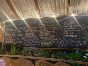 Note the nice vegan selection on the right.  at El Sol Del Caribe in Puerto Viejo De Talamanca