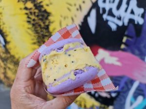 Gelato and macaron sandwich at Le Gourmand in Newtown