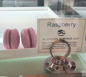 raspberry macarons at Le Gourmand in Newtown
