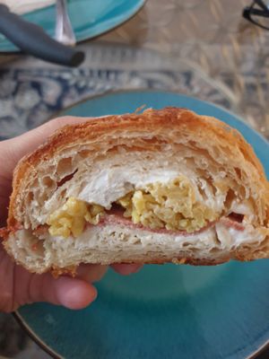 Egg and bacon croissant at Le Gourmand in Newtown