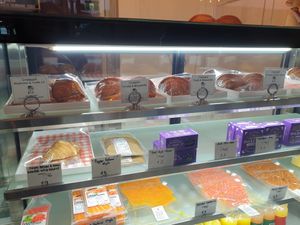 Display cabinet at Le Gourmand in Newtown