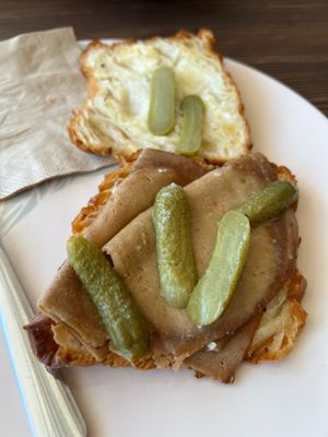 Croque Monsieur Croissant with Cornichons at Le Gourmand in Newtown