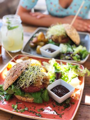 quinoa burger at Panorama in Barcelona