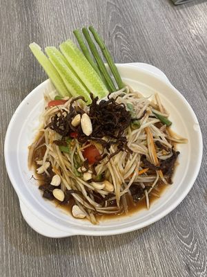 Spicy papaya salad  at Khun Churn in White in Bangkok
