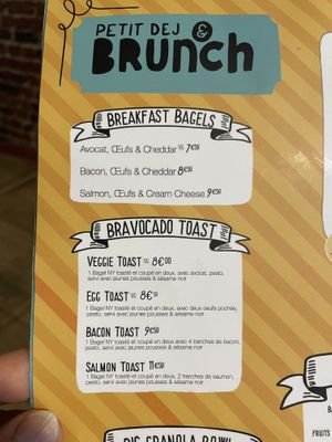 Menu   at Emilie and the Cool Kids in Lille
