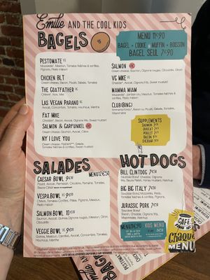 Menu  at Emilie and the Cool Kids in Lille