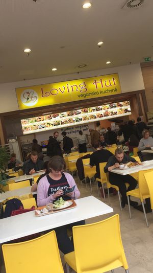 In mall food court at Loving Hut - OC Nový Smíchov in Prague