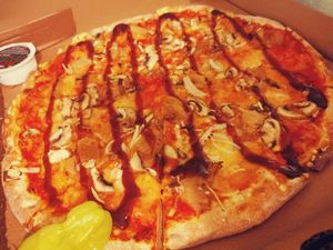 Vegan NoChicken BBQ Pizza at Papa John's in Abu Dhabi