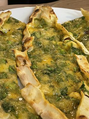 Potato pide  at Vegan Masa in Istanbul