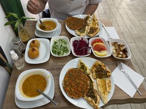 Mixed platter and soup  at Vegan Masa in Istanbul