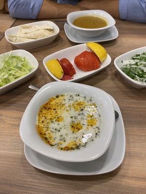 Yoghurt soup & lentil soup  at Vegan Masa in Istanbul