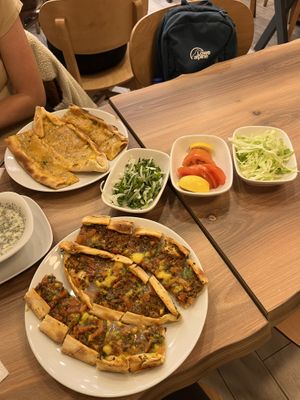 2x pitas and one yogurt soup with mint(left side of picture)  at Vegan Masa in Istanbul