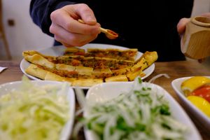 Vegan mince pide at Vegan Masa in Istanbul