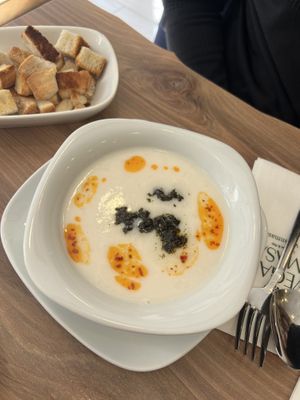 Yoghurt soup  at Vegan Masa in Istanbul