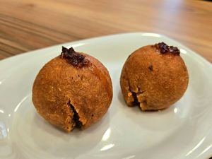 Stuffed meatballs (these are so good) at Vegan Masa in Istanbul