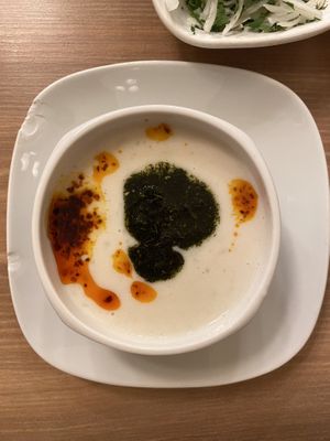 yoghurt soup   at Vegan Masa in Istanbul