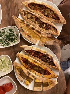 Mix plate for 3 people (Pide)  at Vegan Masa in Istanbul