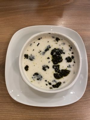 Yogurt soup   at Vegan Masa in Istanbul
